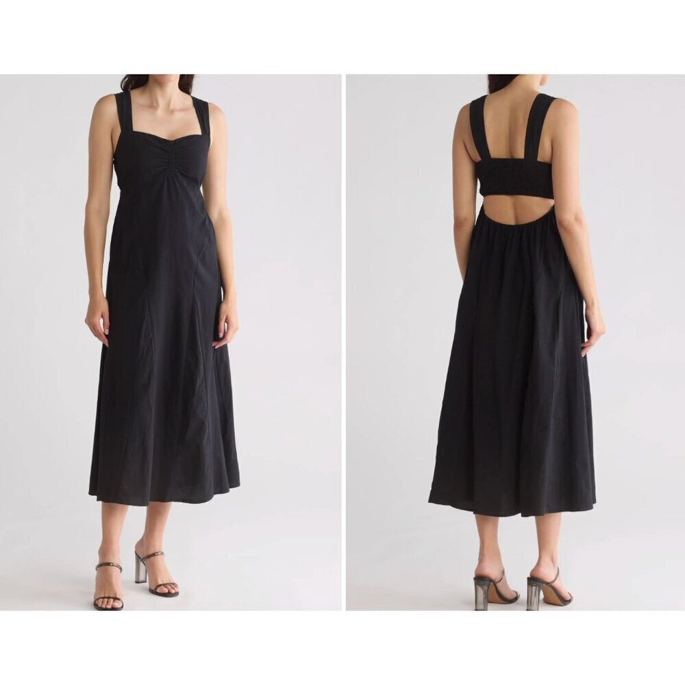 STITCHDROP NWT Bae Shore Sleeveless Midi Dress Blue Open Back Size Medium - Picture 2 of 9